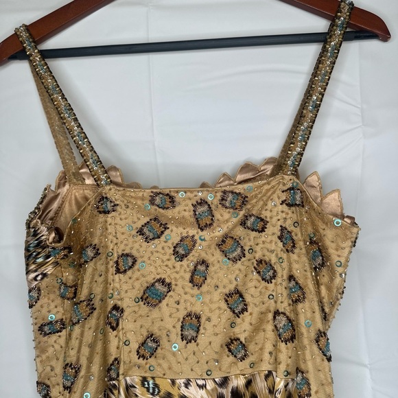 Y2K Vintage Aspeed USA Leopard Print Turquoise Accent Beaded A Line Gown size L - Picture 13 of 16